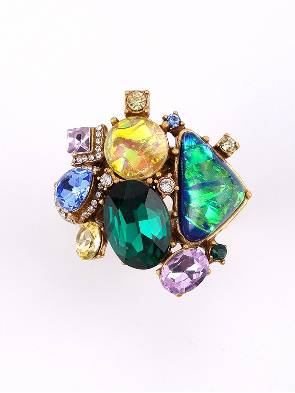 Multicolor Crystal Cluster Brooch - Women Jewelry